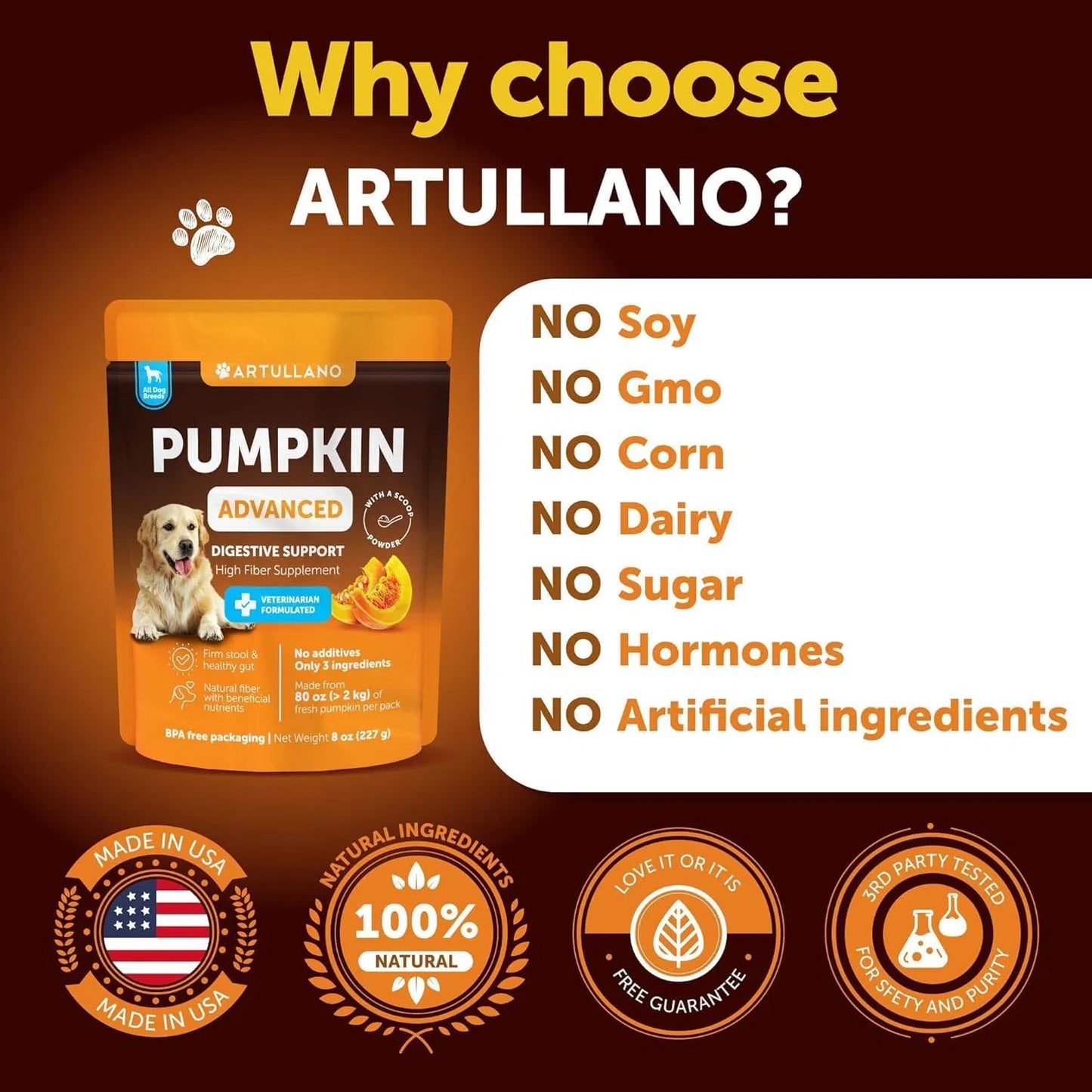 K9Glow Pumpkin Powder – Digestive Support & Fiber Supplement for Dogs (8 oz)