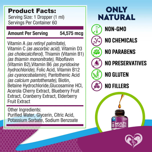 K9Glow Daily Multivitamin Liquid for Dogs & Cats – 15-in-1 (60mL)