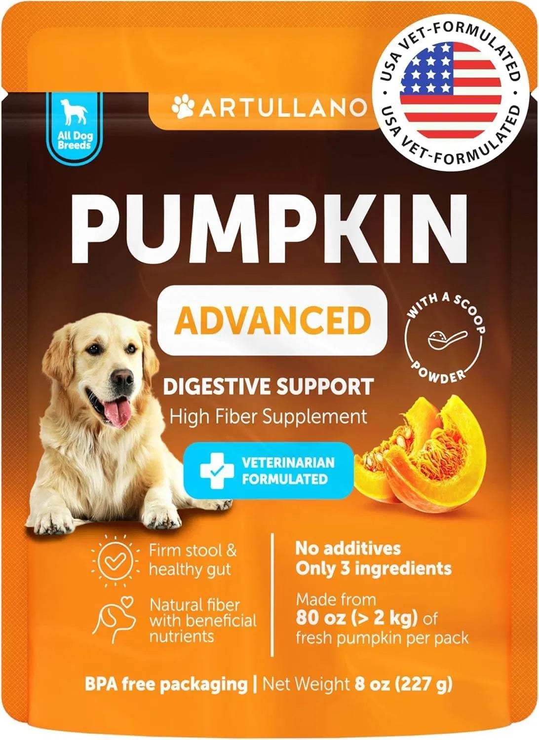 K9Glow Pumpkin Powder – Digestive Support & Fiber Supplement for Dogs (8 oz)